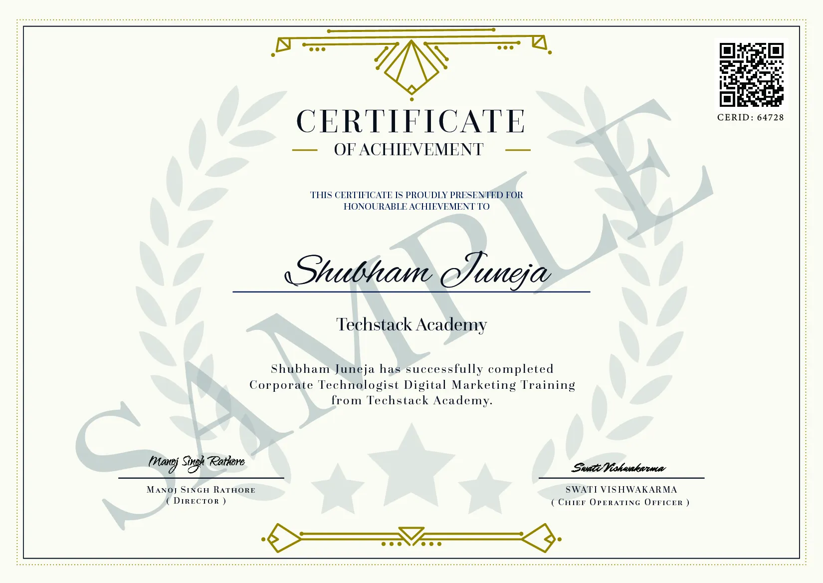 Digital Marketing Course Certificate