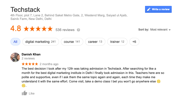 Digital Marketing Course in Noida Reviews