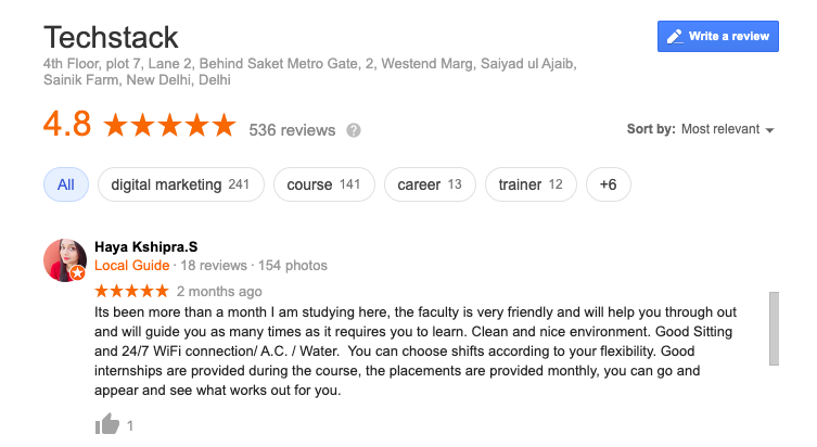 Digital Marketing Course in Bangalore Reviews