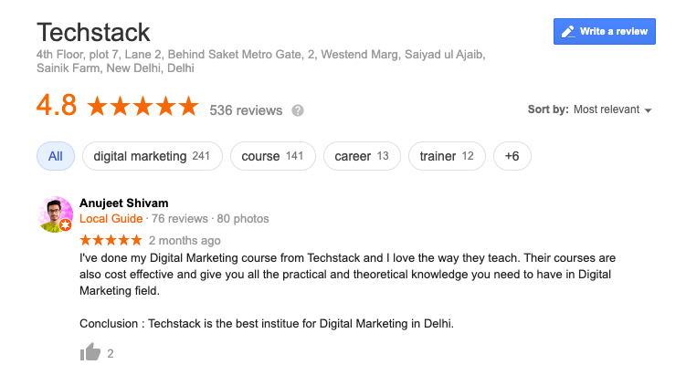 Digital Marketing Course in Noida Reviews