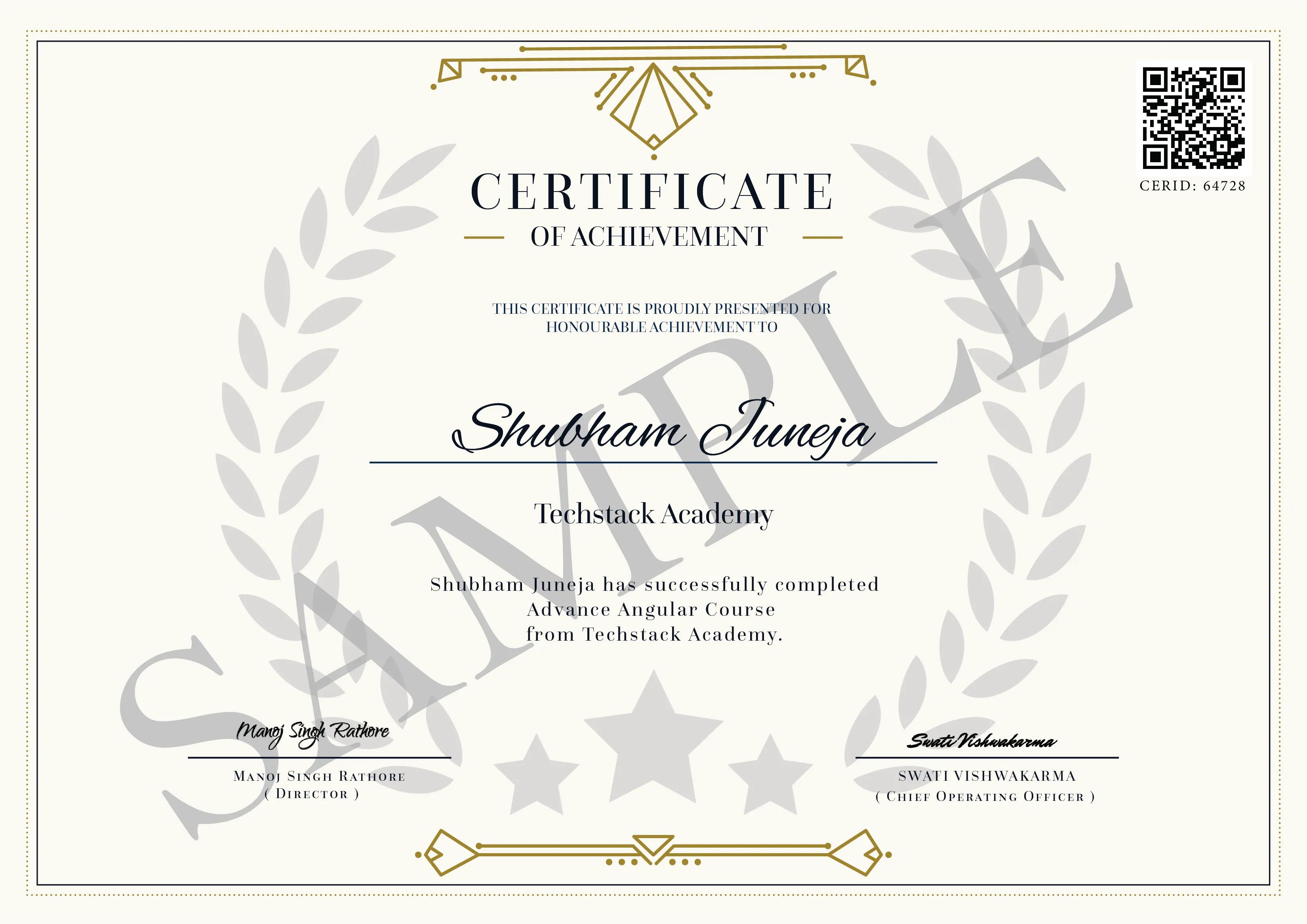 Advance Angular Institute Certificate