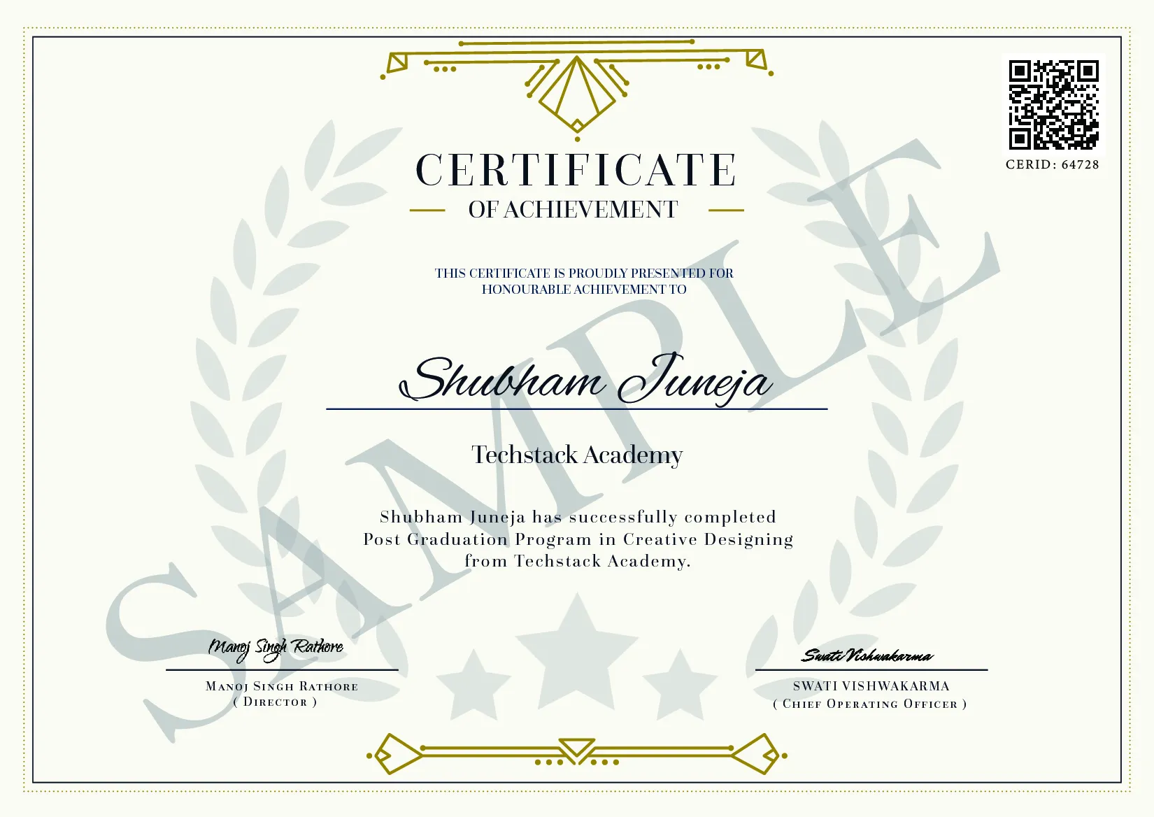 Post Graduation Program in Creative Designing Institute Certificate